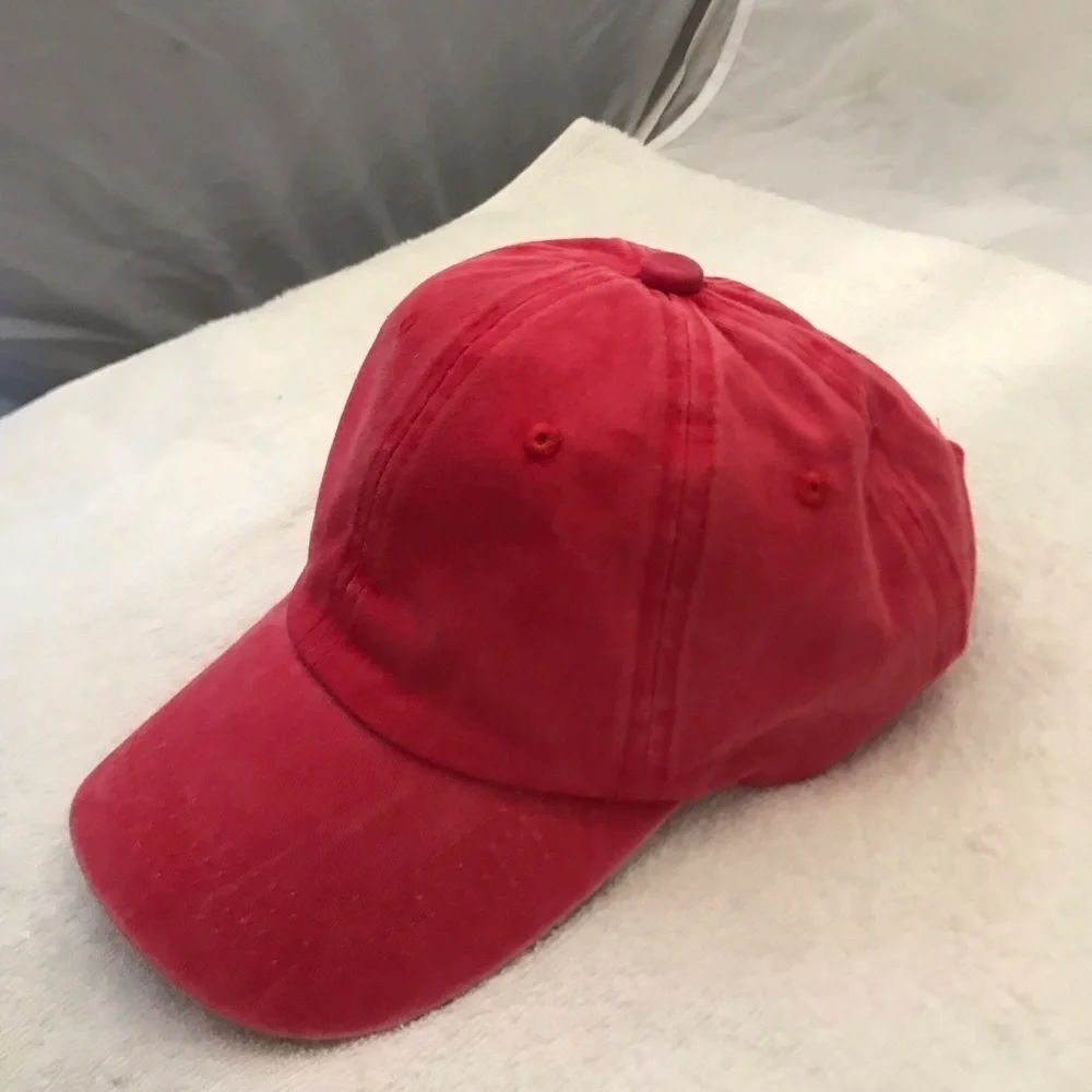 Adult Adjustable Red Cotton Ball Cap